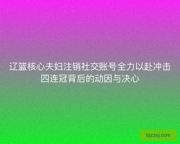 辽篮核心夫妇注销社交账号全力以赴冲击四连冠背后的动因与决心