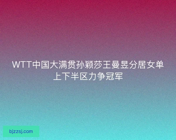 WTT中国大满贯孙颖莎王曼昱分居女单上下半区力争冠军