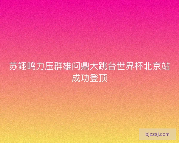 苏翊鸣力压群雄问鼎大跳台世界杯北京站成功登顶