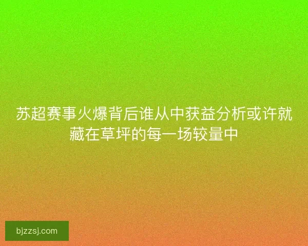 苏超赛事火爆背后谁从中获益分析或许就藏在草坪的每一场较量中